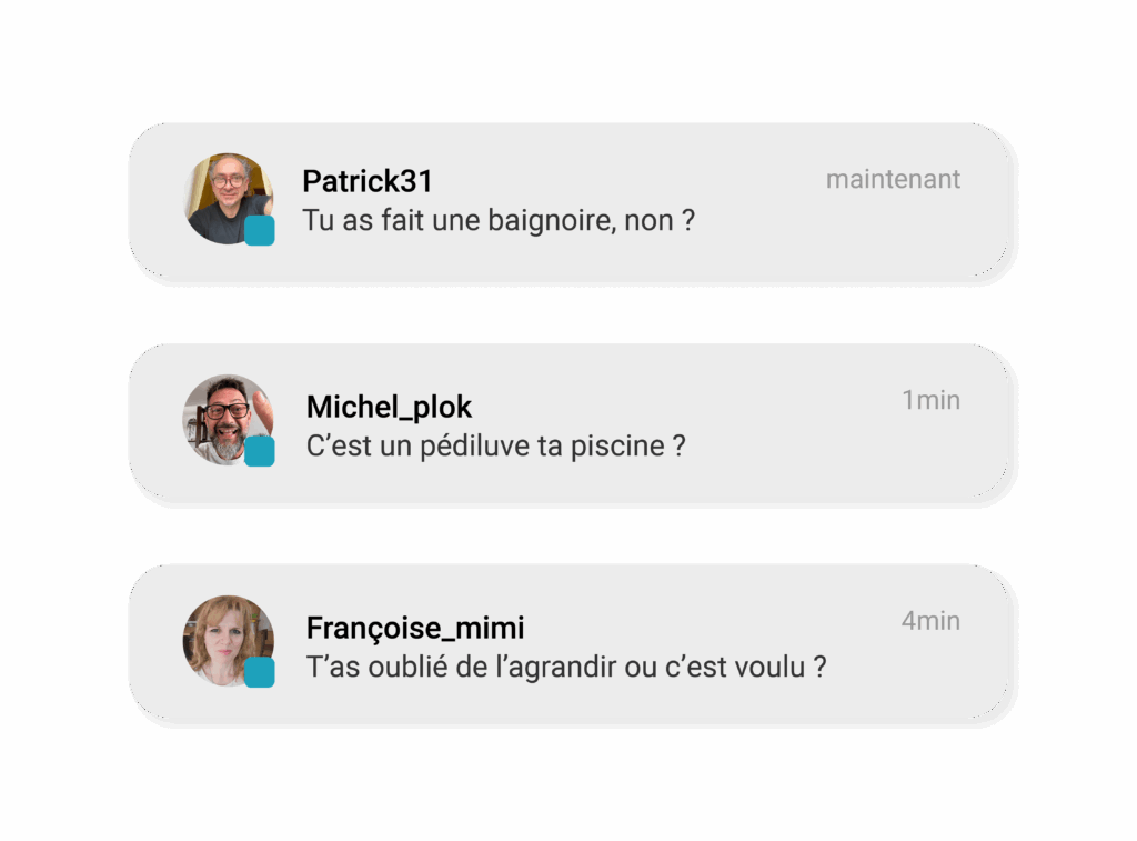 les commentaires lors d'une petite piscine